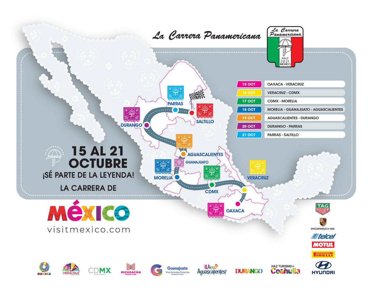 La Carrera Panamericana Confirma la Ruta de su Edición No. 34 que se Llevará a Cabo del 15 al 21 de Octubre